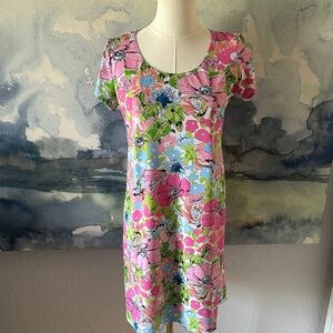 MSK Petite M Floral Shift Dress in Pink, Green & Blue lovely movement